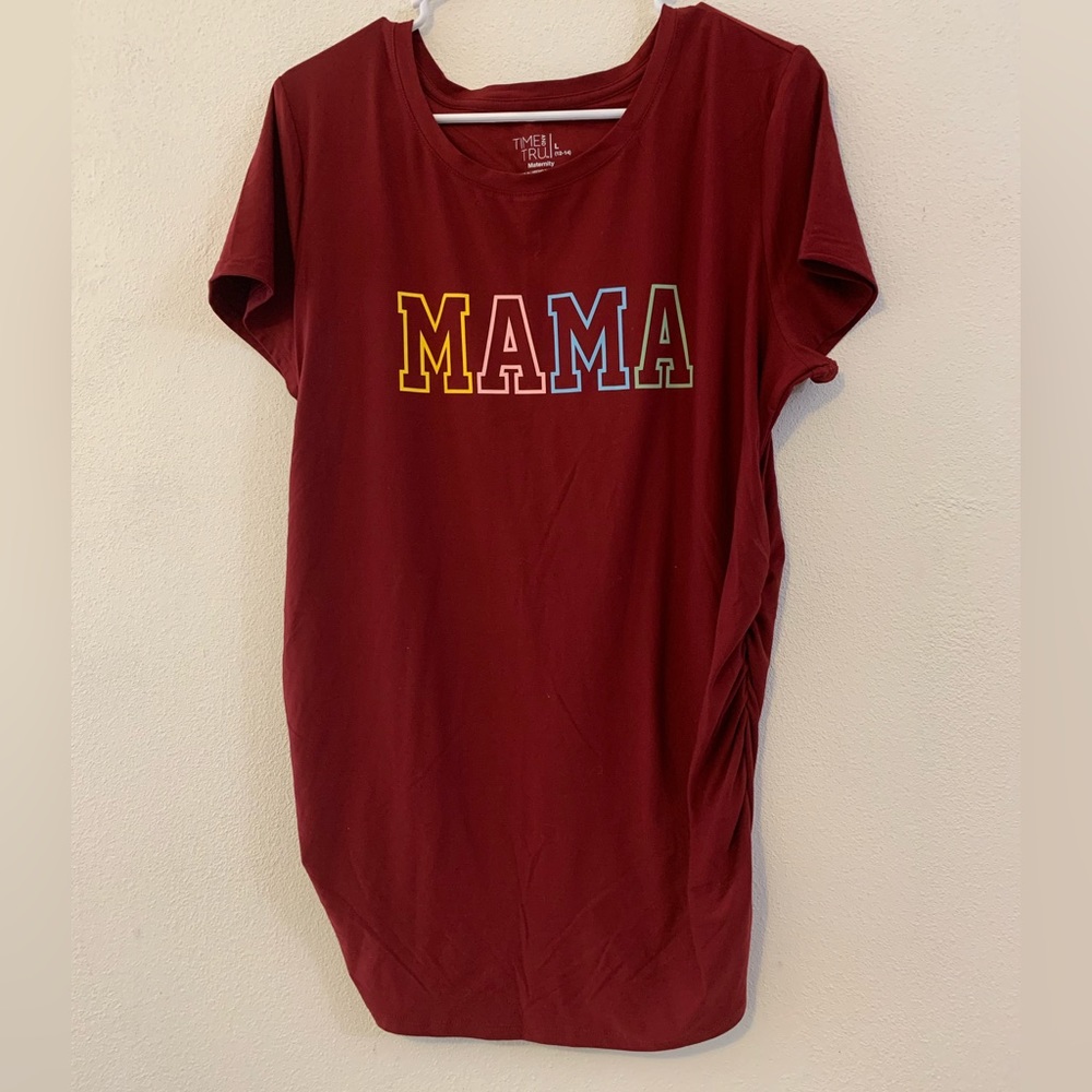 🌺 Mama Maternity Shirt top blouse in Maroon. Size Large.